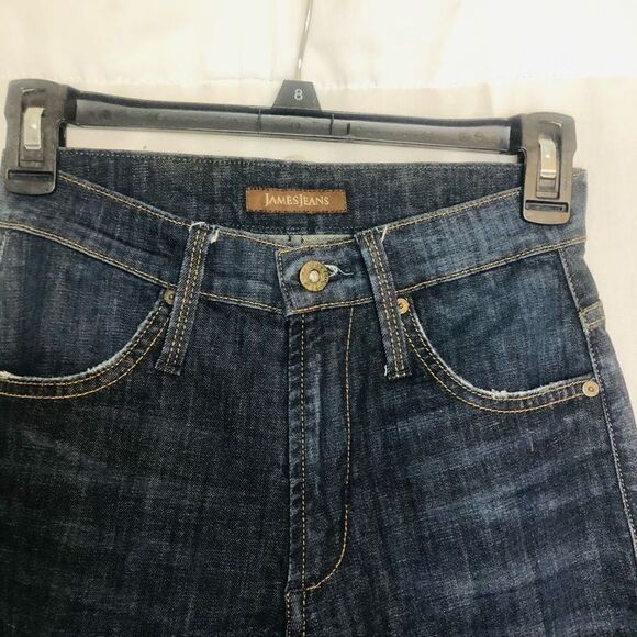WOMENS JAMES JEANS DARK WASH BACK ZIP SKINNY STRAIGHT SAMPLE JEANS SIZE 25 MADE - Picture 8 of 10